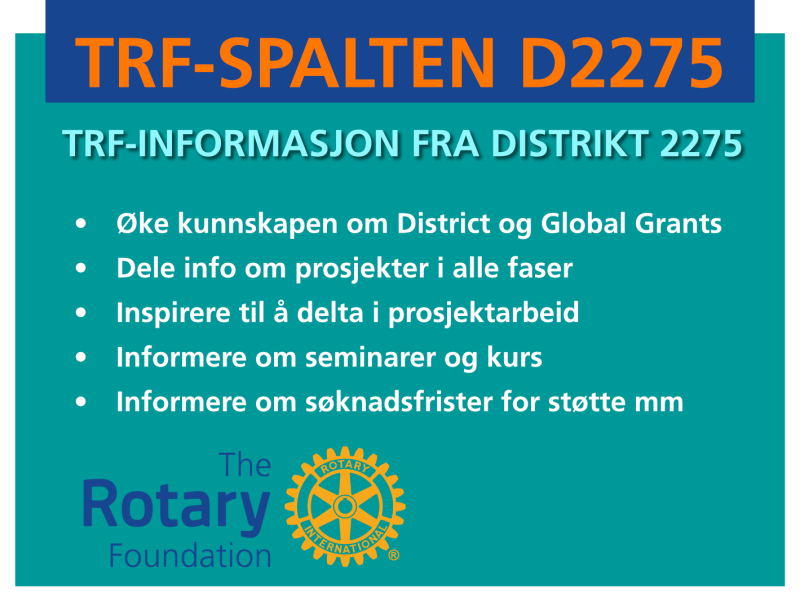 TRF-INFORMASJON FRA DISTRIKT 2275