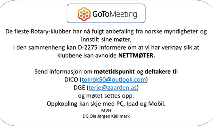 Mulighet for nettmøter med GoToMeeting