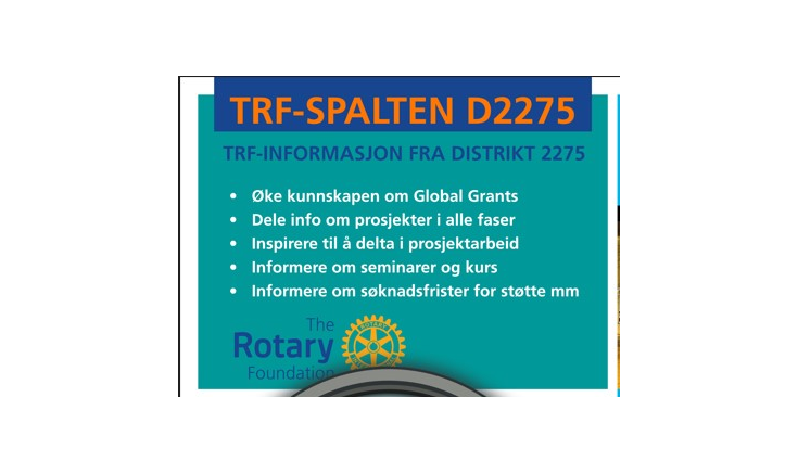 TRF-INFORMASJON FRA DISTRIKT 2275